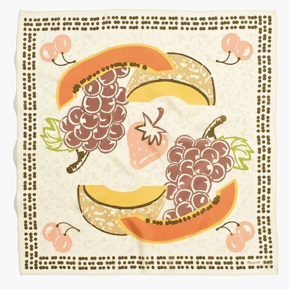 NWT Madewell silk bandana, lovely summer fruit print - Picture 2 of 9